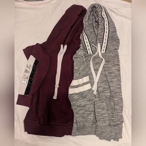 2 Hooded Sweatshirts Gray & Burgundy